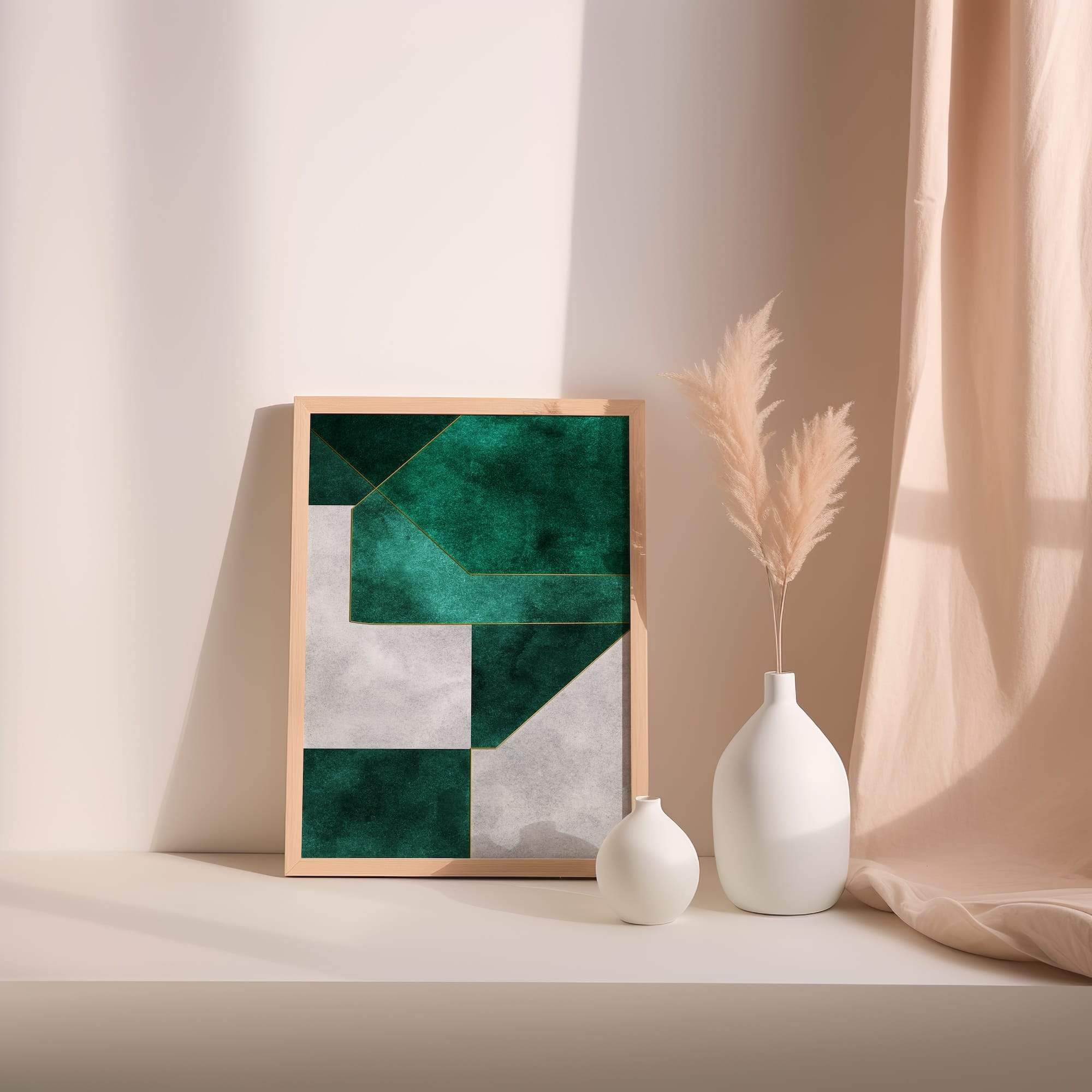 Angled Green Tiles Matte Poster Print - Image 2