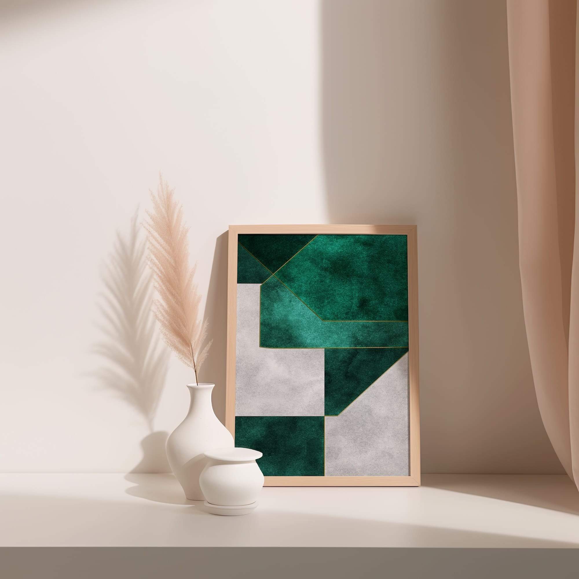 Angled Green Tiles Matte Poster Print - Image 3