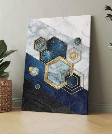 Blue Marble Hexagon Cluster Matte Canvas Print