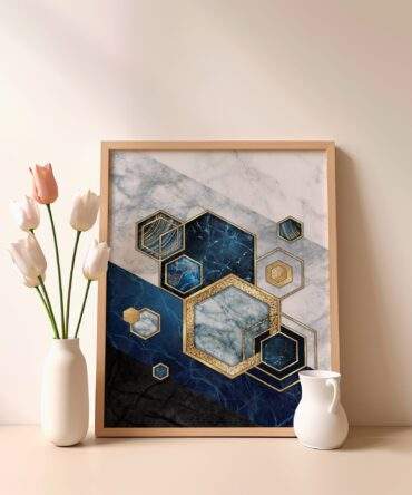 Blue Marble Hexagon Cluster Matte Poster Print