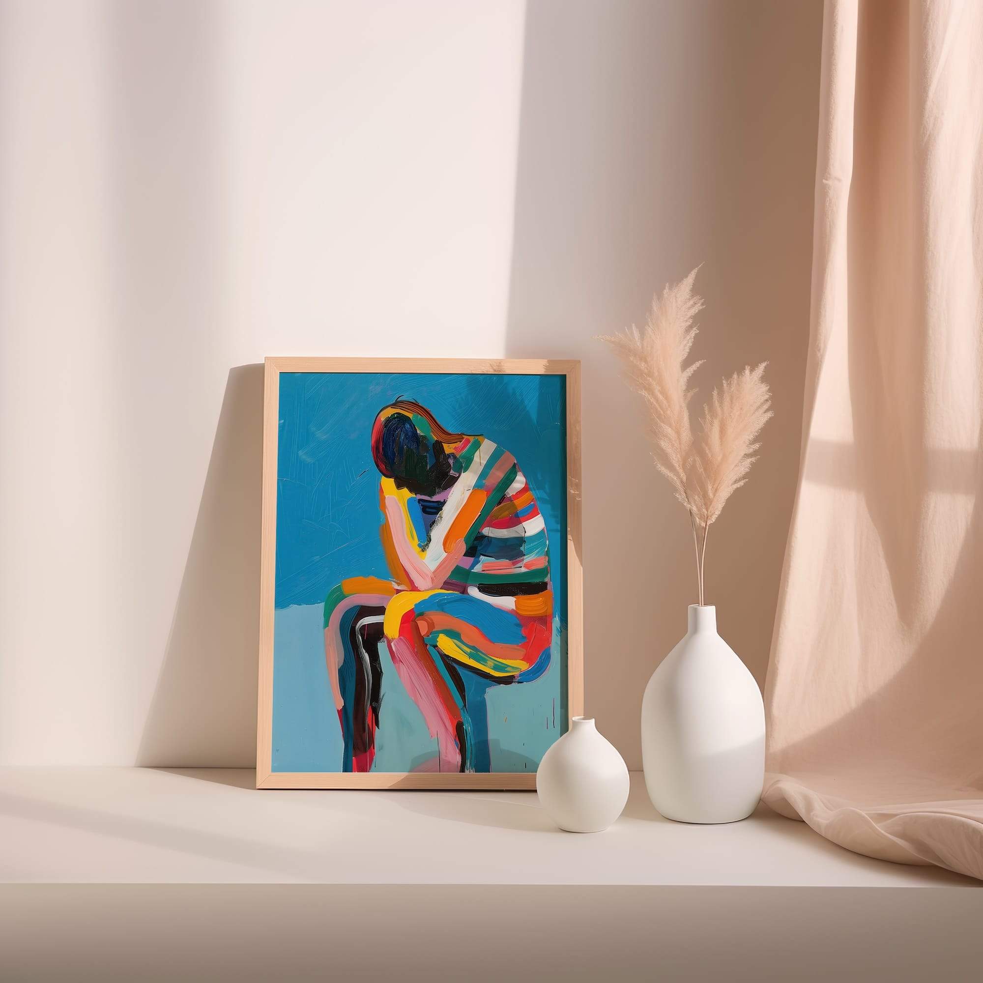 Blue Thoughts Pose Matte Poster Print - Image 2