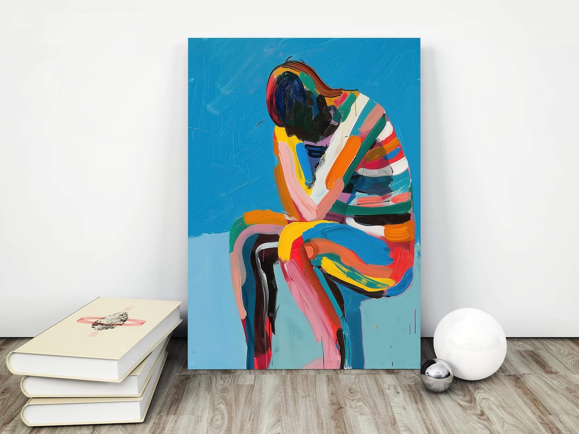 Blue Thoughts Pose Matte Canvas Print - Image 4