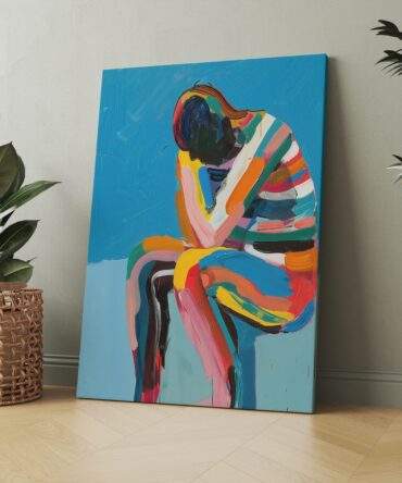 Blue Thoughts Pose Matte Canvas Print