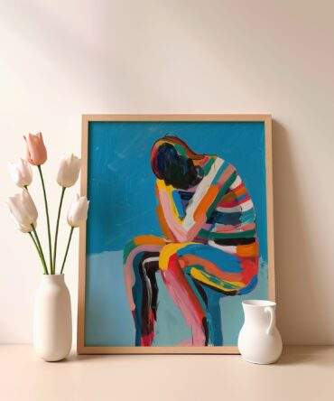 Blue Thoughts Pose Matte Poster Print