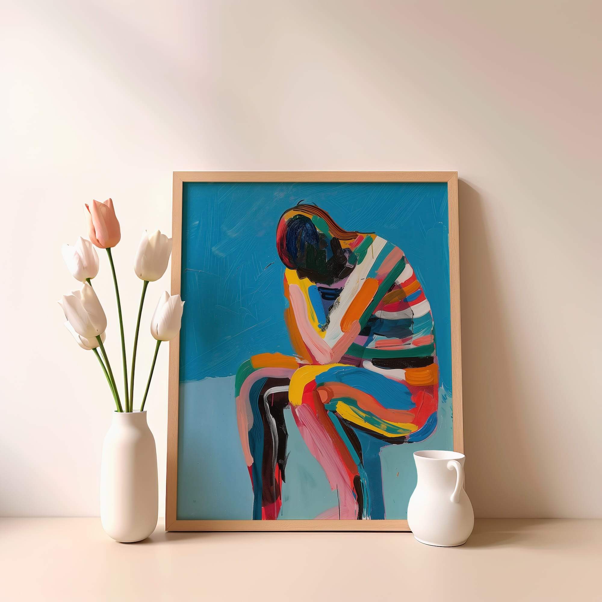 Blue Thoughts Pose Matte Poster Print