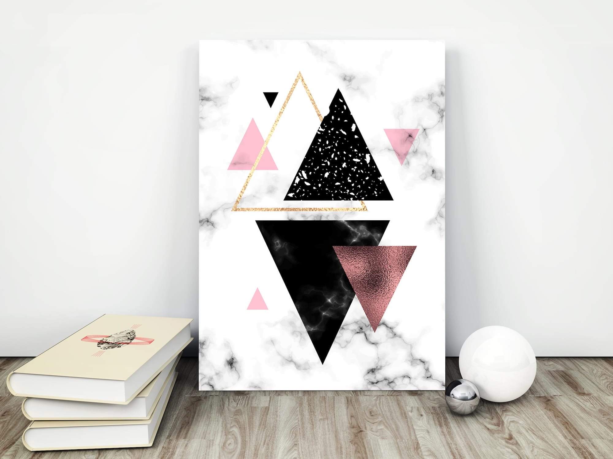 Blush Black Triangle Pattern Matte Canvas Print - Image 4