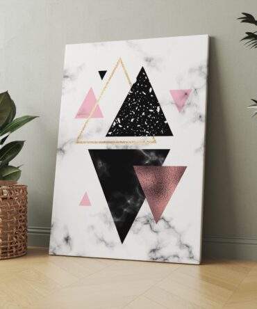 Blush Black Triangle Pattern Matte Canvas Print