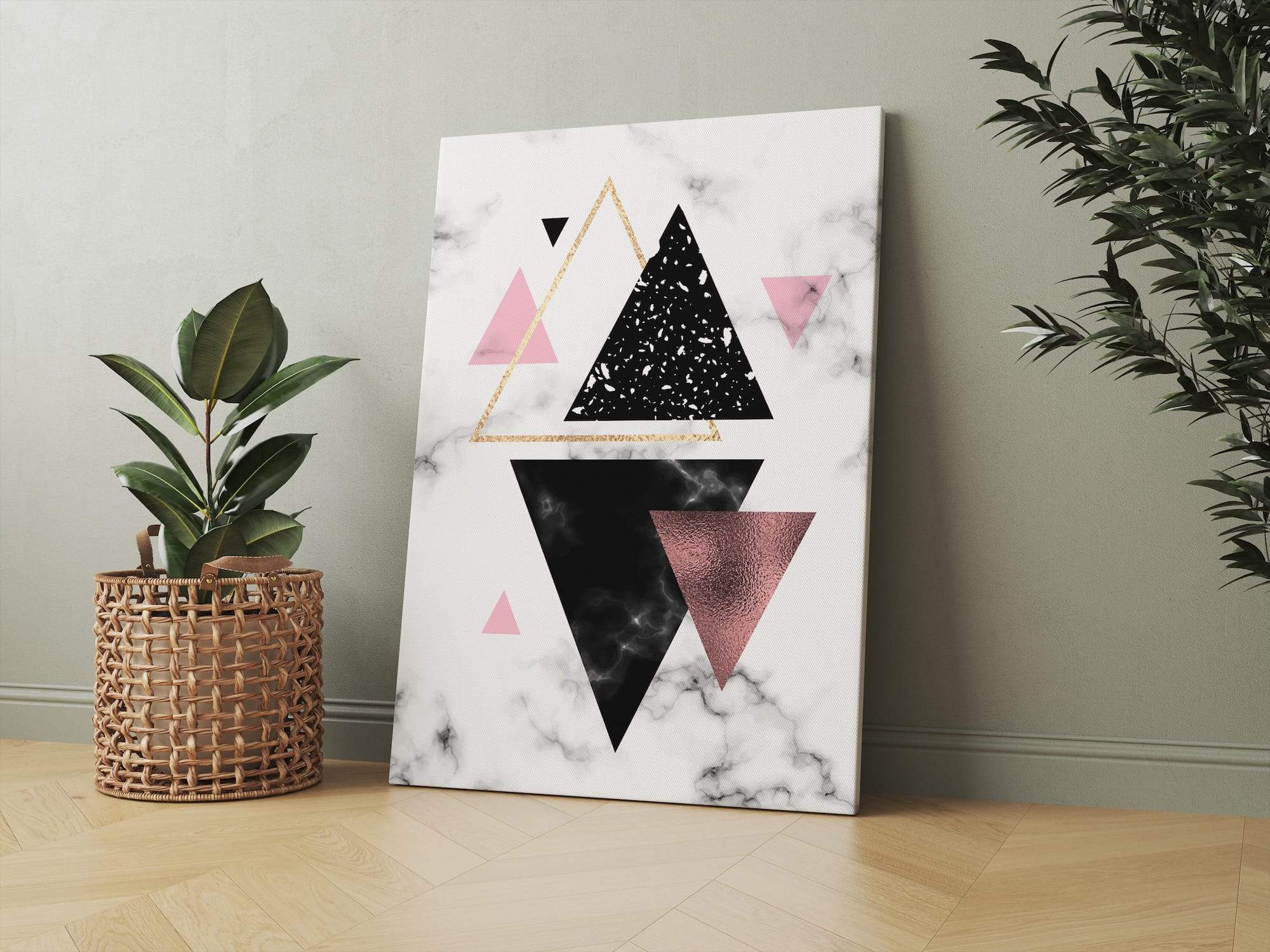 Blush Black Triangle Pattern Matte Canvas Print