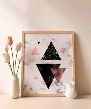 Blush Black Triangle Pattern Matte Poster Print