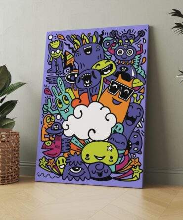 Bold Outlined Happy Blobs Matte Canvas Print