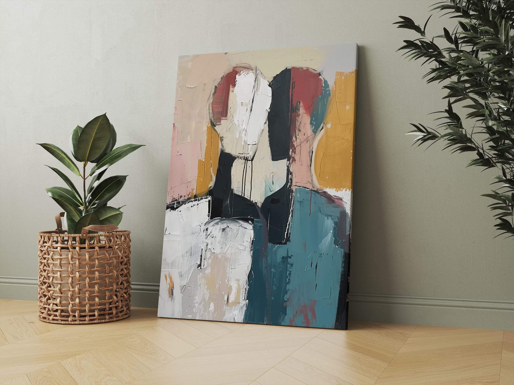 Color Block Couple Matte Canvas Print