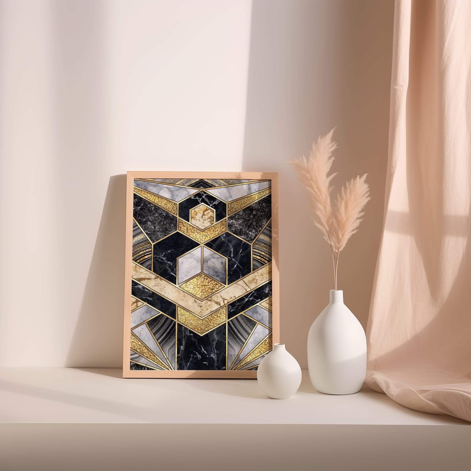 Dark Honeycomb Marble Fusion Matte Poster Print - Image 2