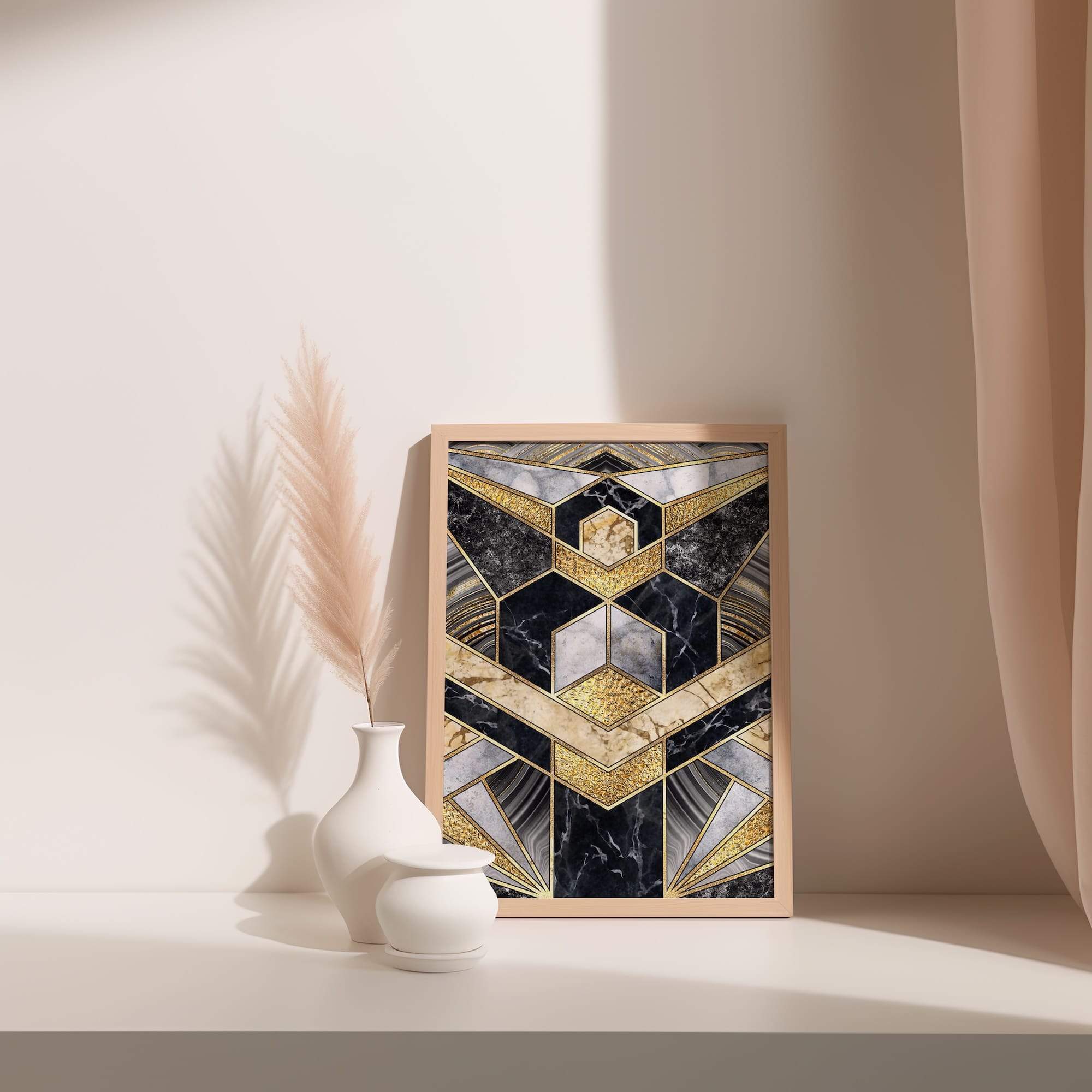 Dark Honeycomb Marble Fusion Matte Poster Print - Image 3