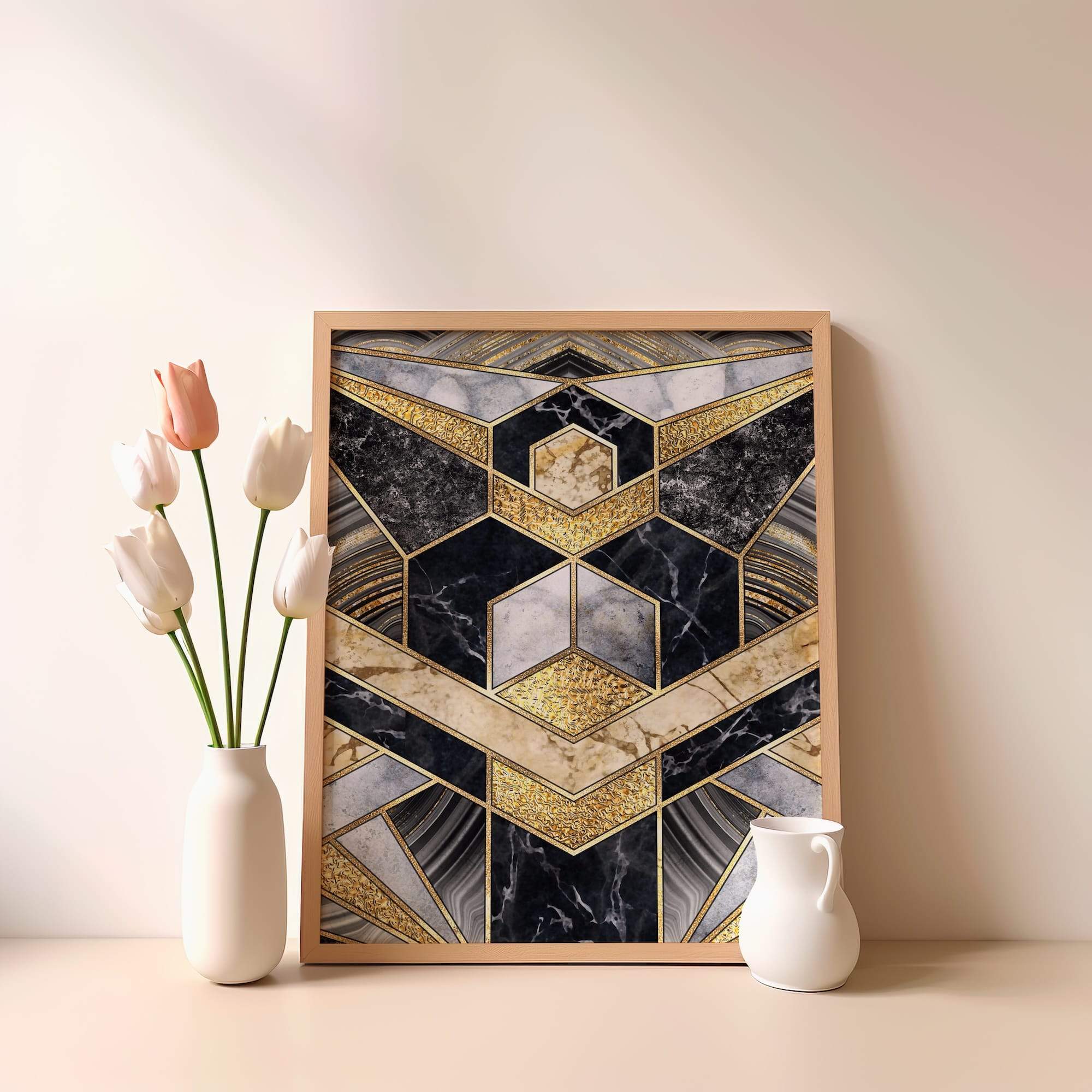 Dark Honeycomb Marble Fusion Matte Poster Print