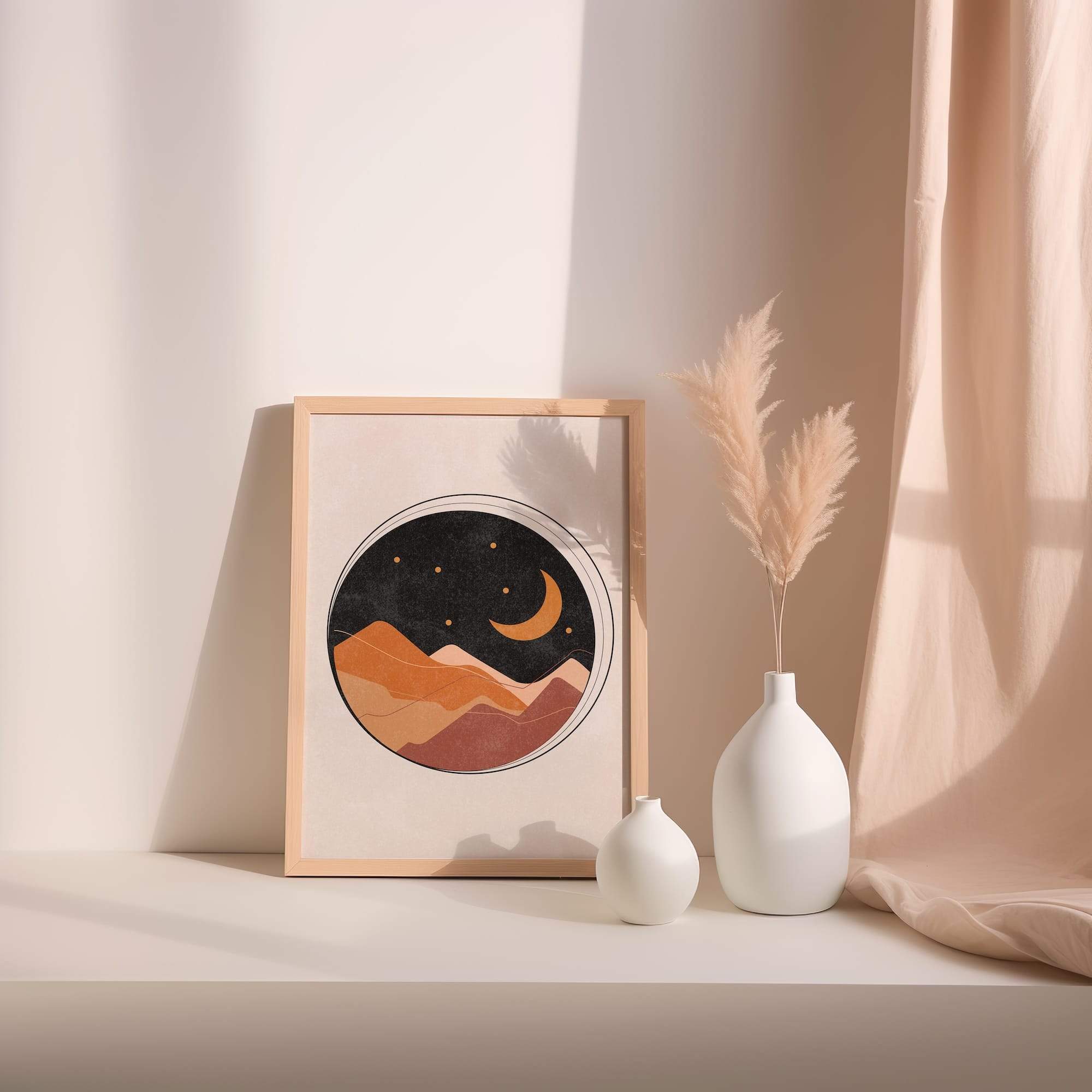 Desert Moonrise Night Matte Poster Print - Image 2