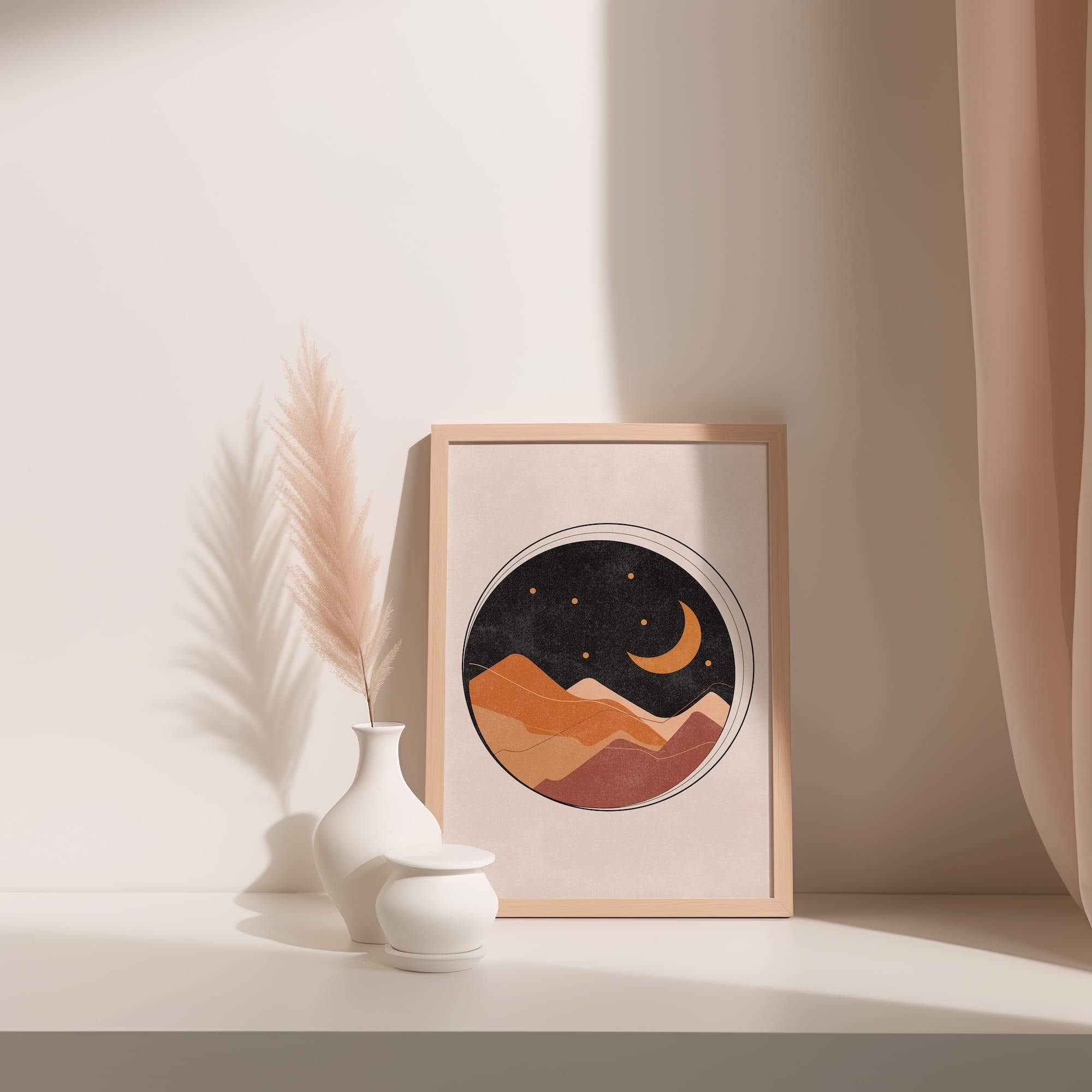 Desert Moonrise Night Matte Poster Print - Image 3