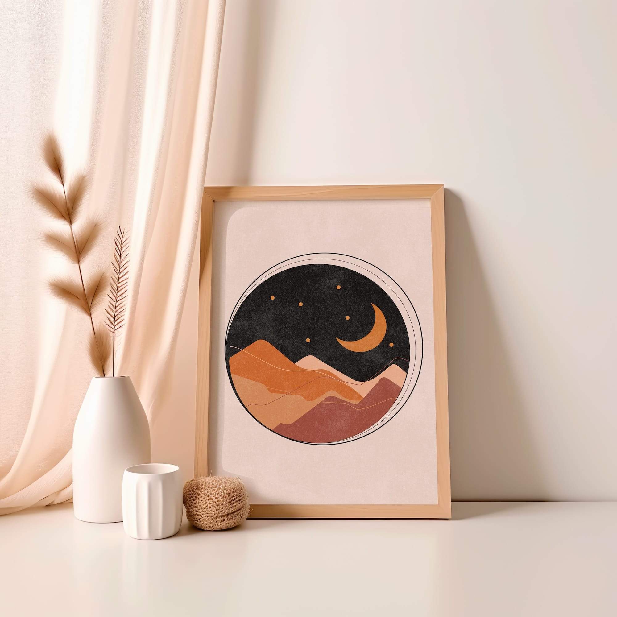 Desert Moonrise Night Matte Poster Print - Image 4
