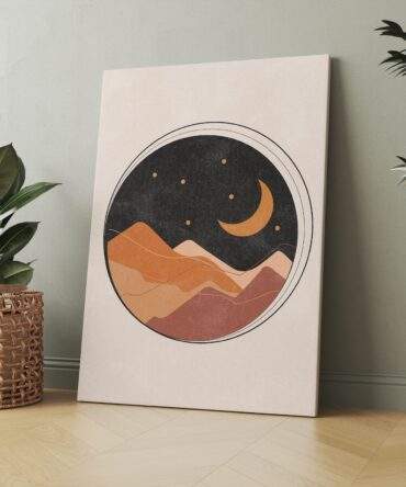Desert Moonrise Night Matte Canvas Print