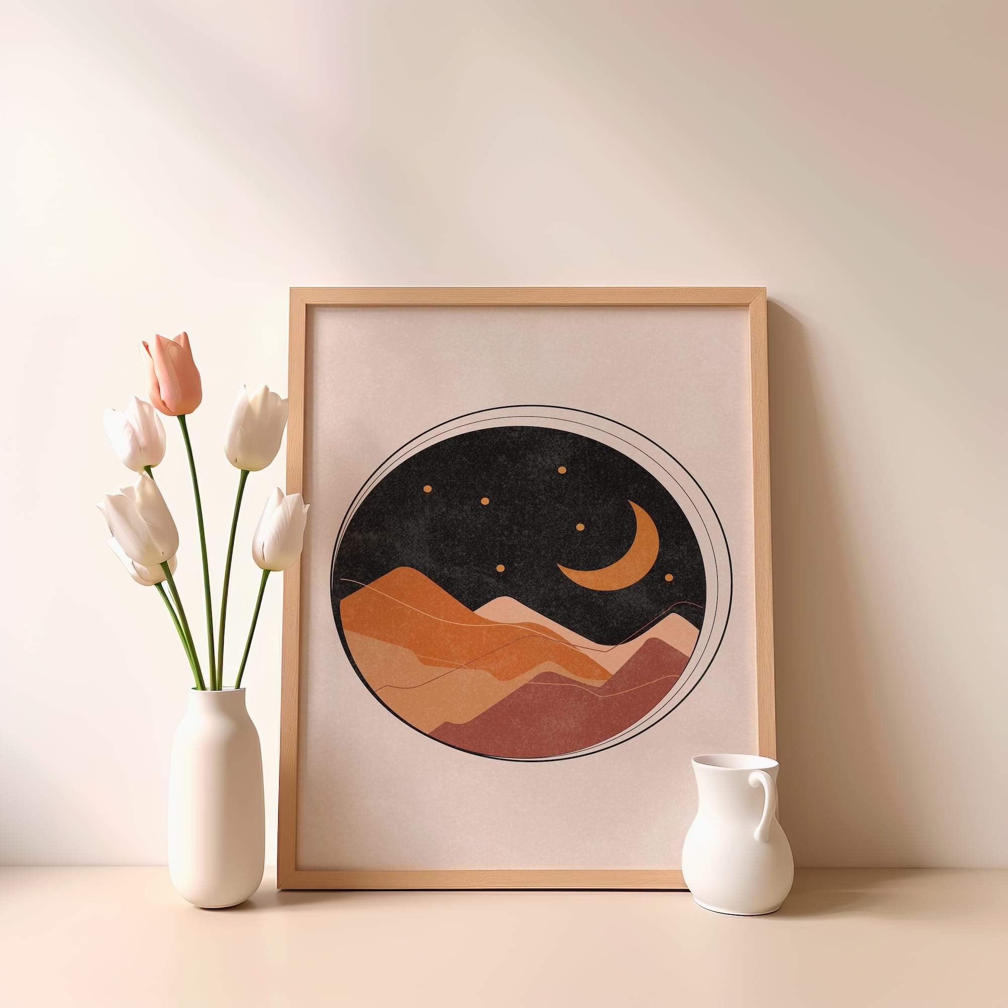 Desert Moonrise Night Matte Poster Print