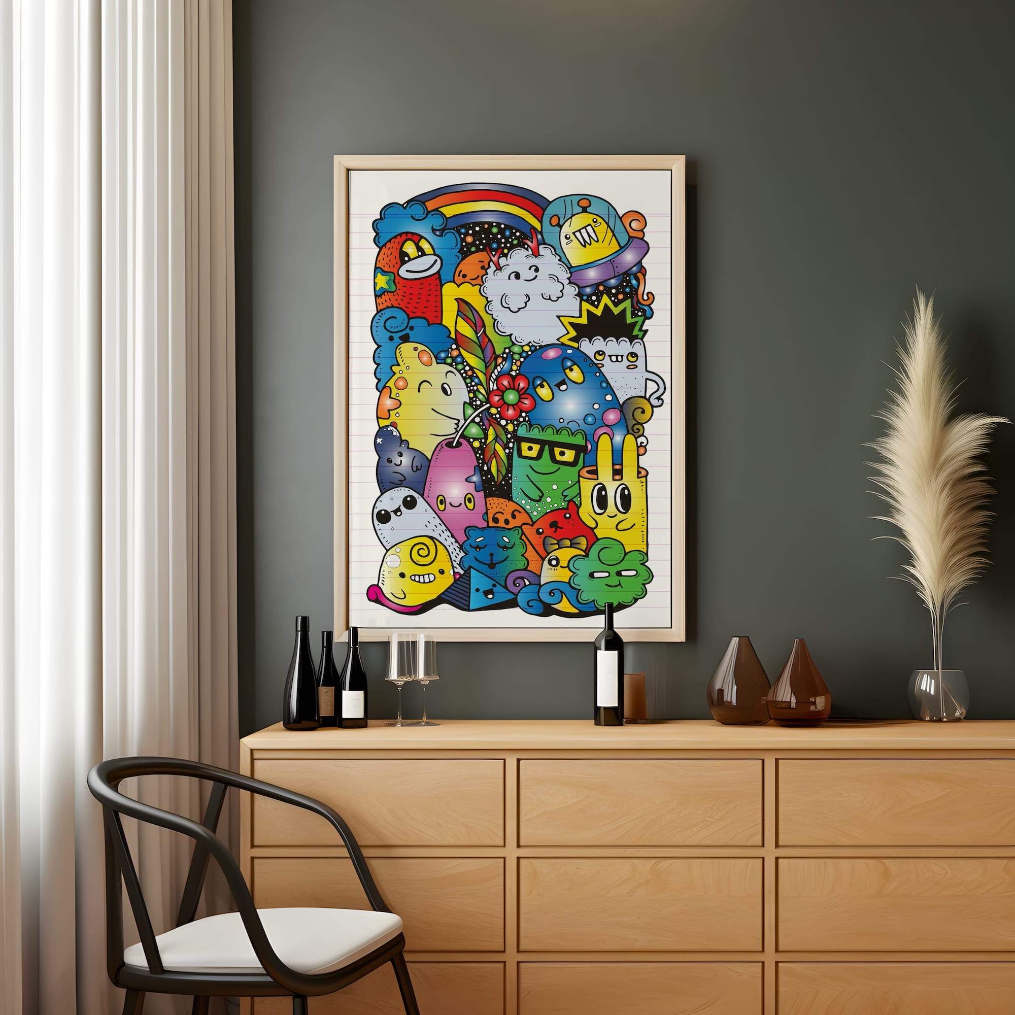 Doodle Galaxy Gathering Matte Canvas Print - Image 2
