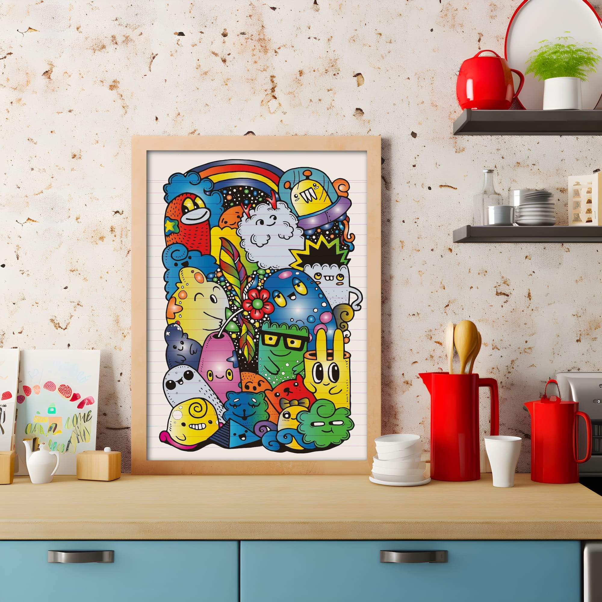 Doodle Galaxy Gathering Matte Canvas Print - Image 3