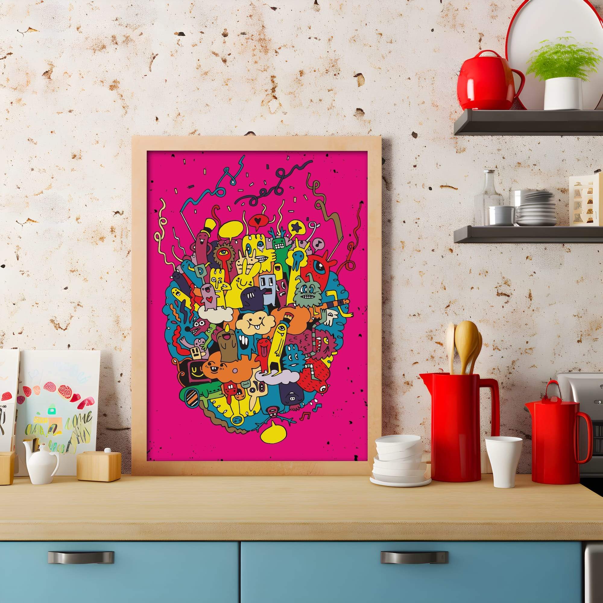 Dreamy Bubble Monsters Matte Canvas Print - Image 3