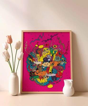 Dreamy Bubble Monsters Matte Poster Print
