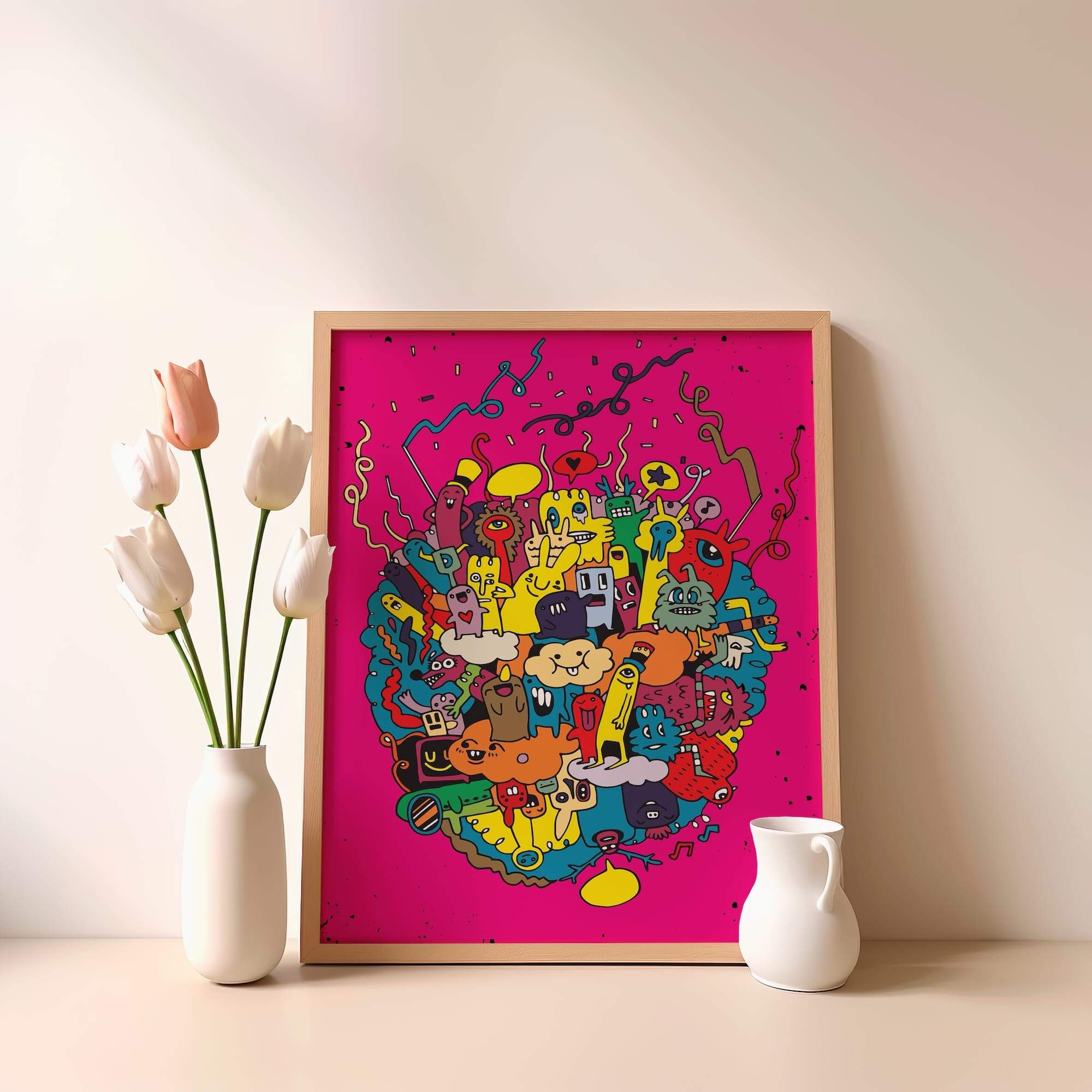 Dreamy Bubble Monsters Matte Poster Print