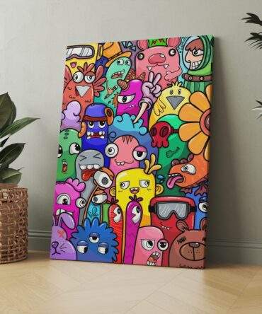 Flower Crowd And Funky Bunnies Matte Canvas Print