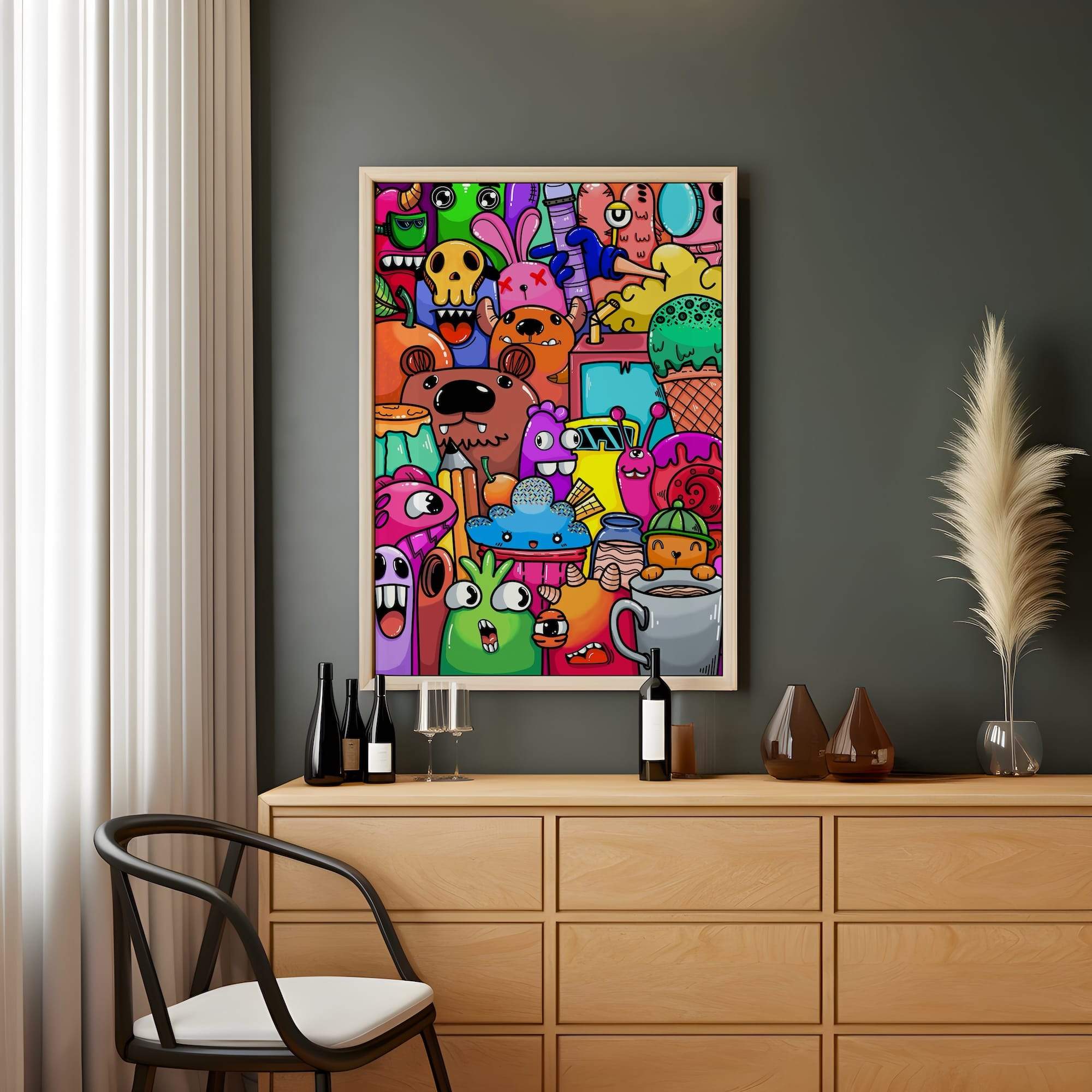 Flower Monsters Backyard Creatures Vivid Colors Matte Canvas Print - Image 2