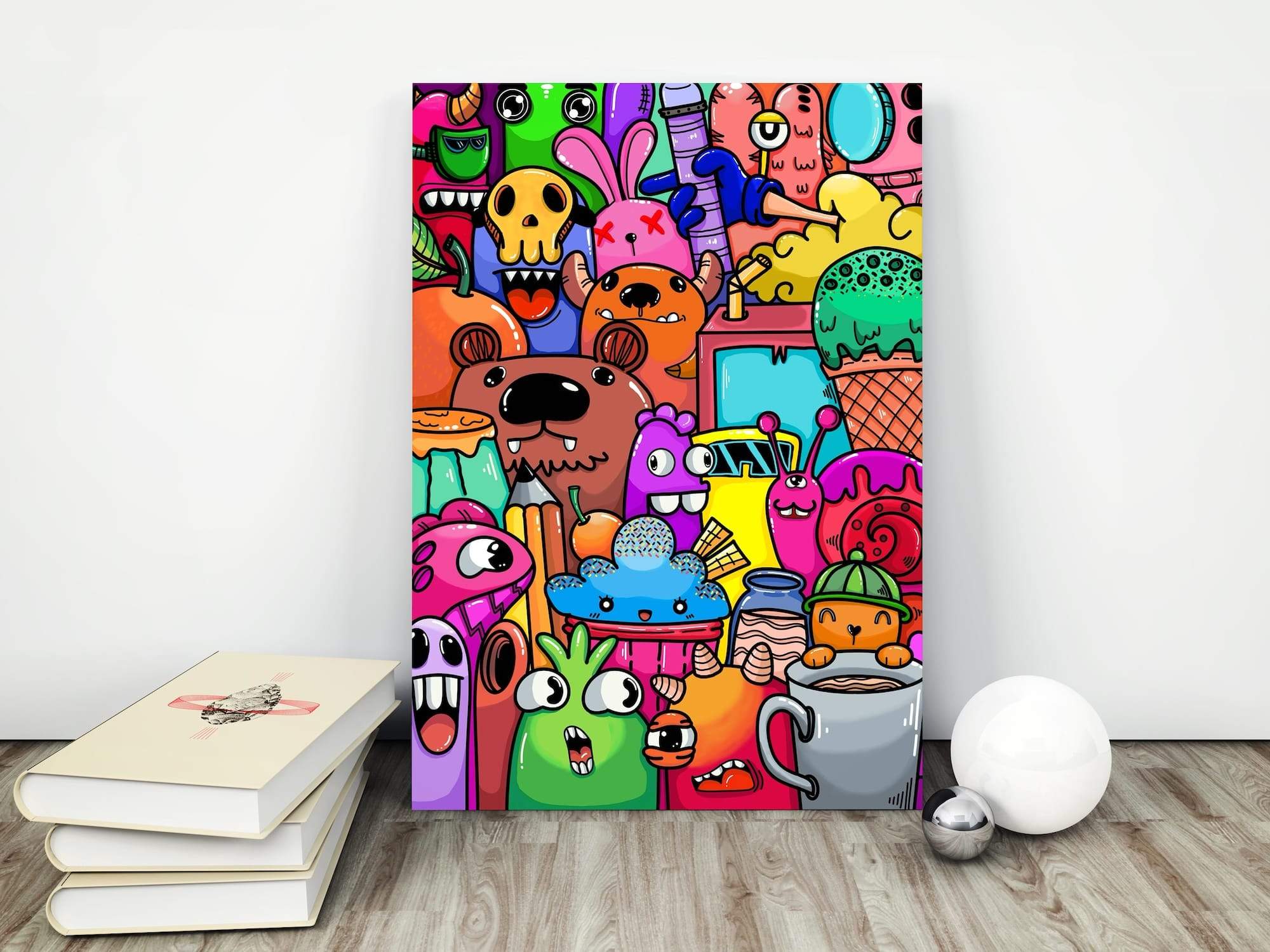 Flower Monsters Backyard Creatures Vivid Colors Matte Canvas Print - Image 4