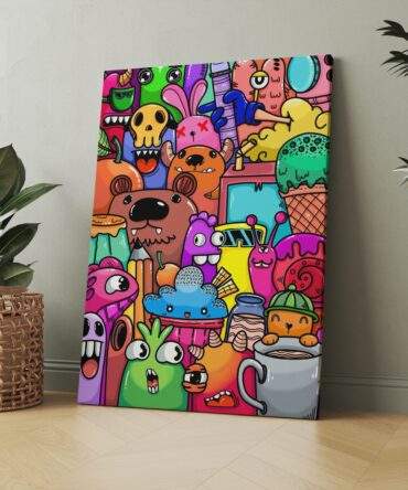 Flower Monsters Backyard Creatures Vivid Colors Matte Canvas Print