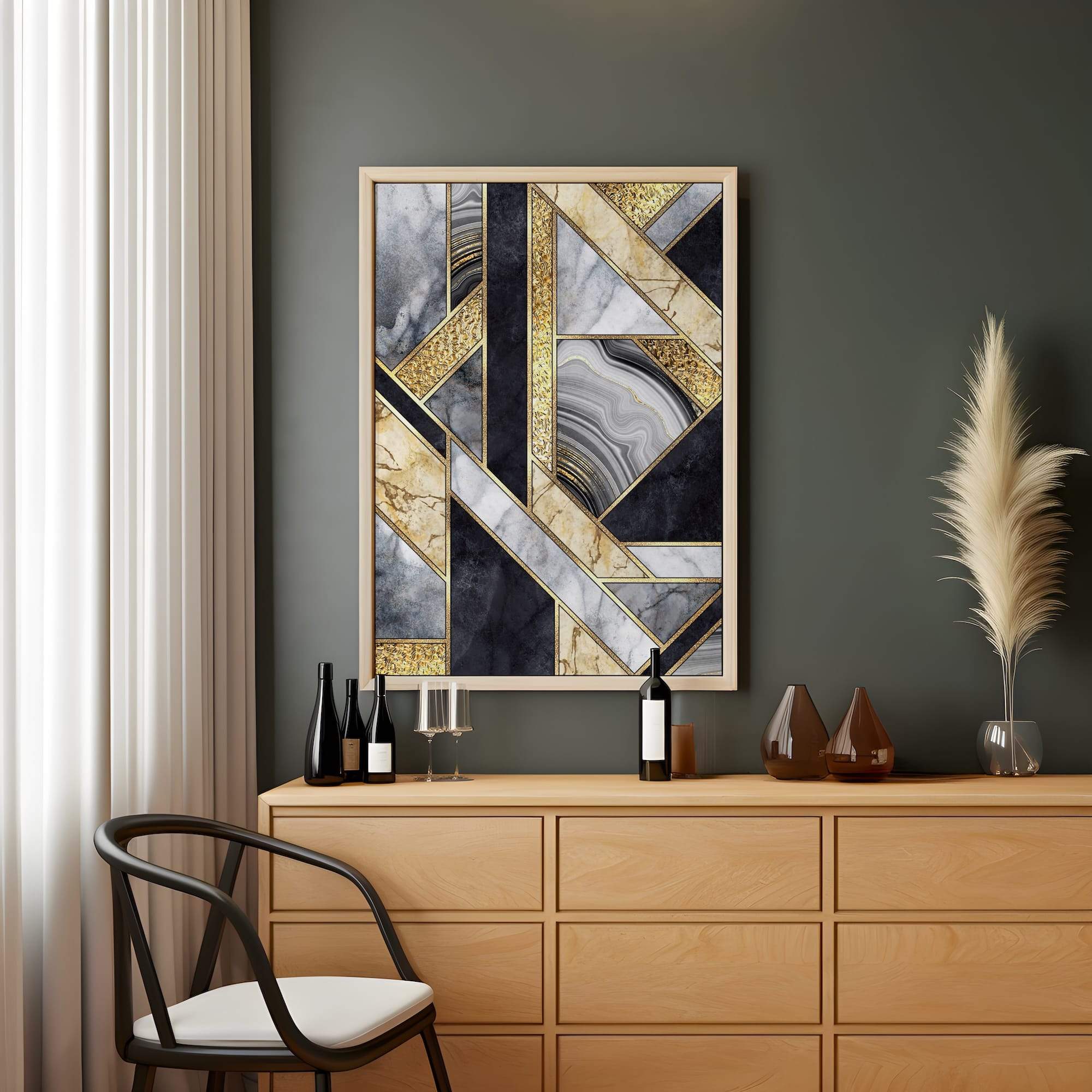 Gilded Marble Geometry Matte Canvas Print - Image 2