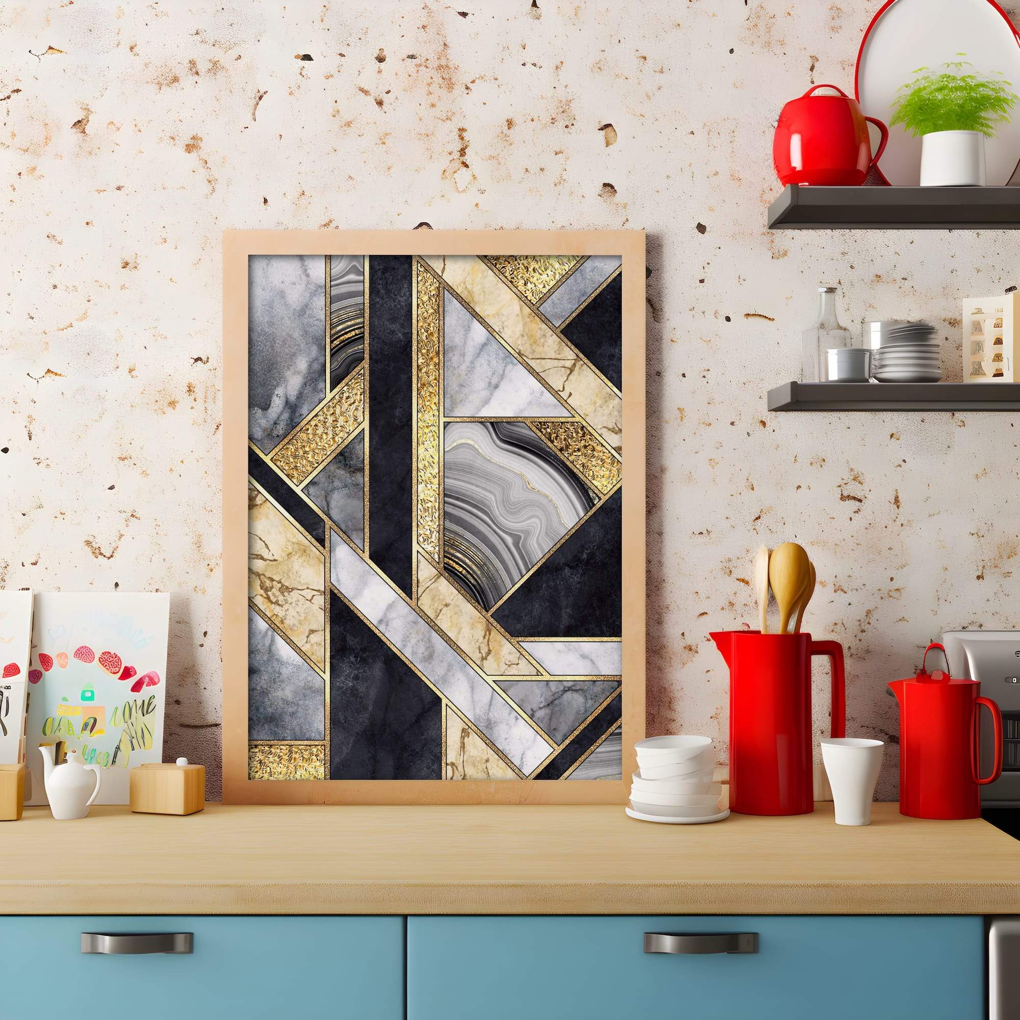 Gilded Marble Geometry Matte Canvas Print - Image 3