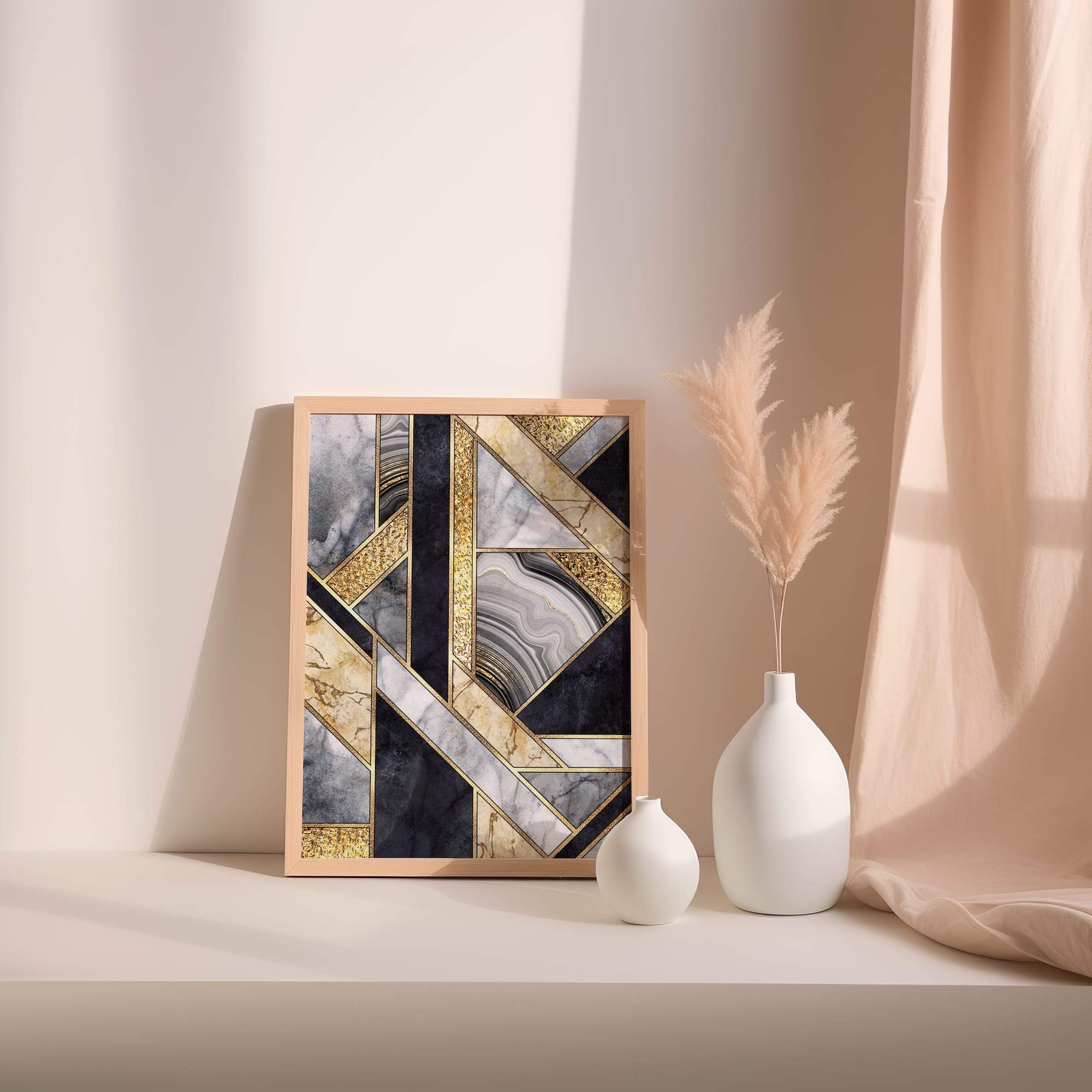 Gilded Marble Geometry Matte Poster Print - Image 2