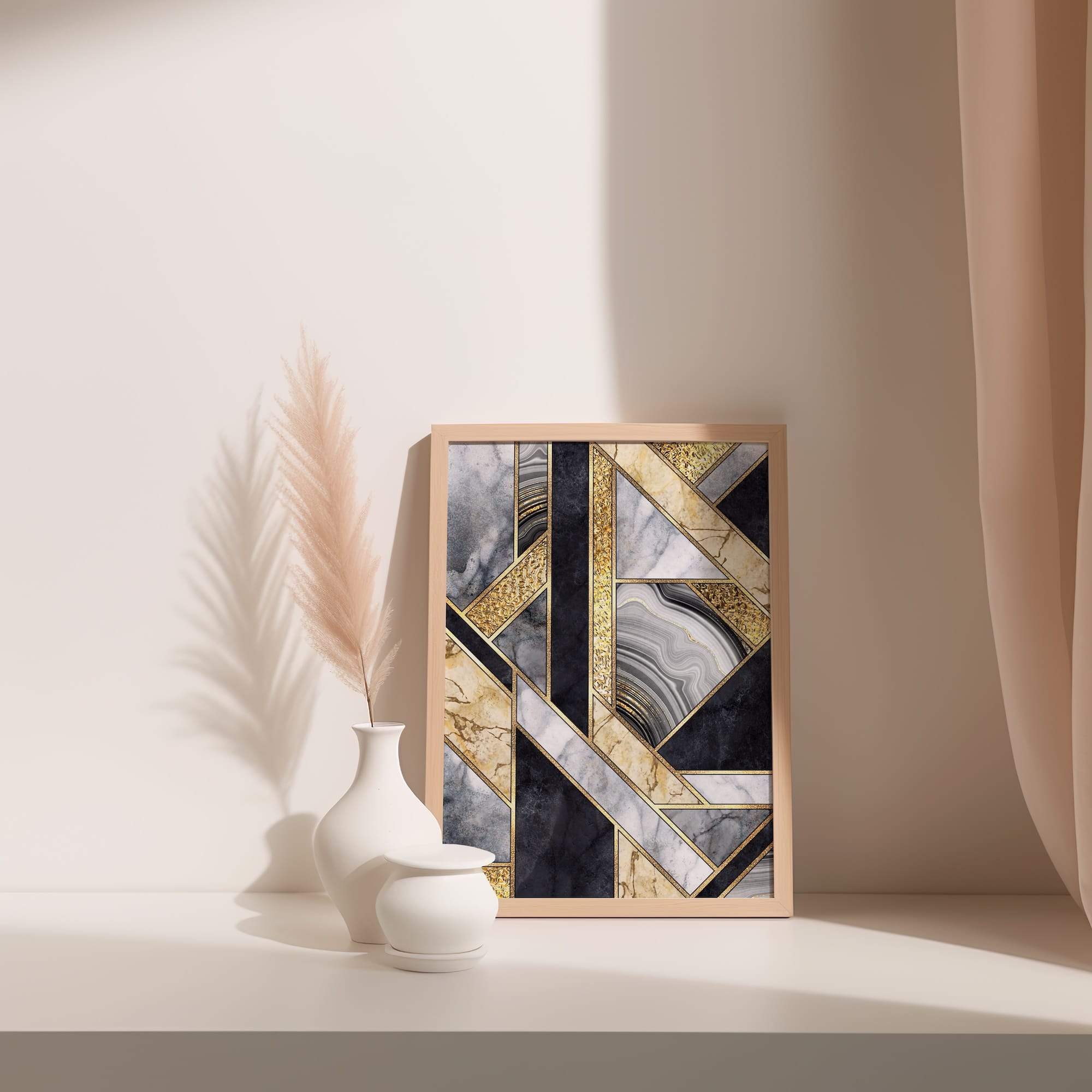 Gilded Marble Geometry Matte Poster Print - Image 3