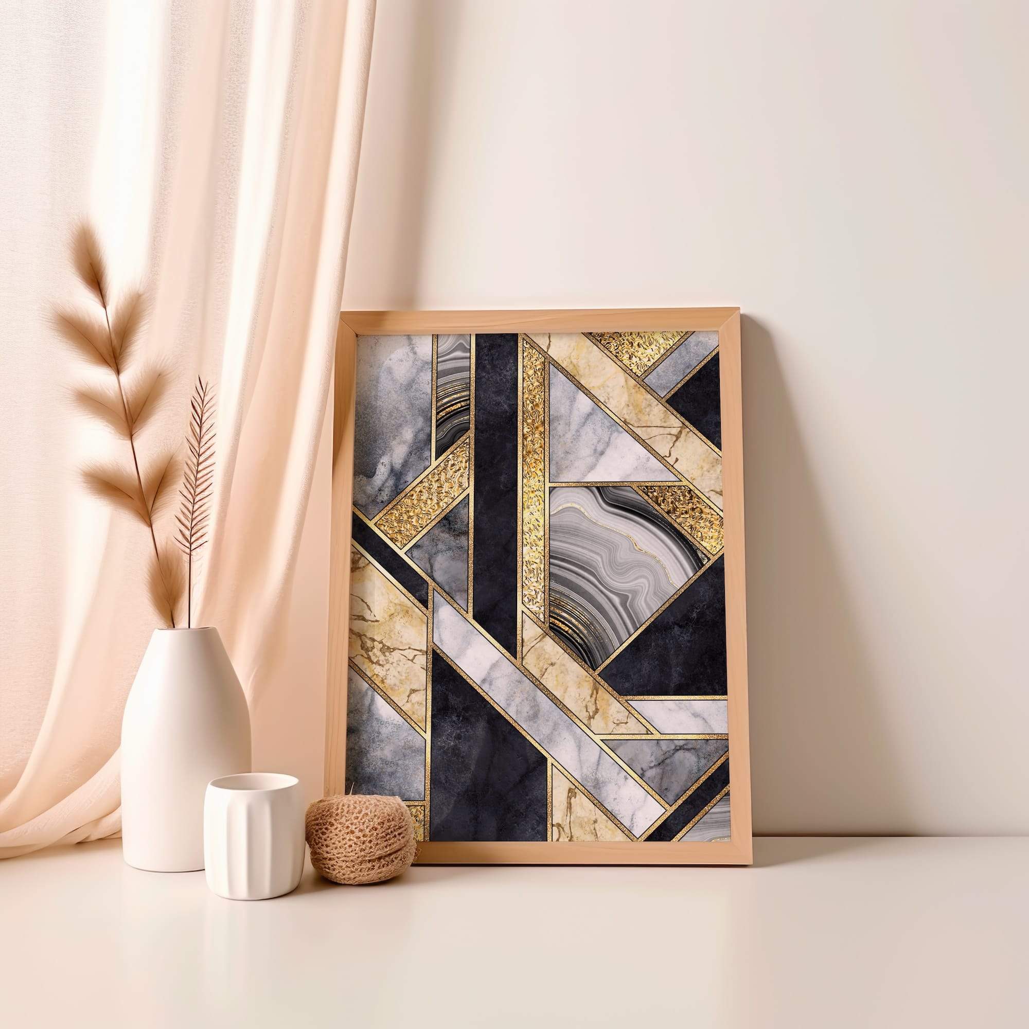 Gilded Marble Geometry Matte Poster Print - Image 4