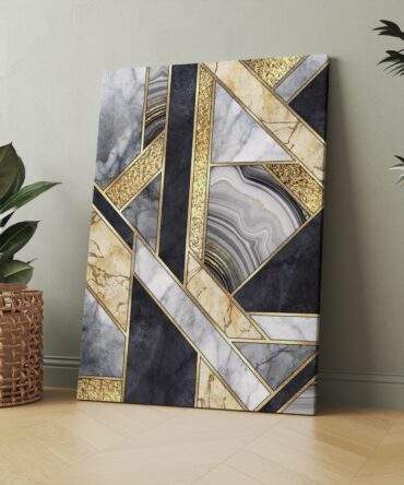 Gilded Marble Geometry Matte Canvas Print