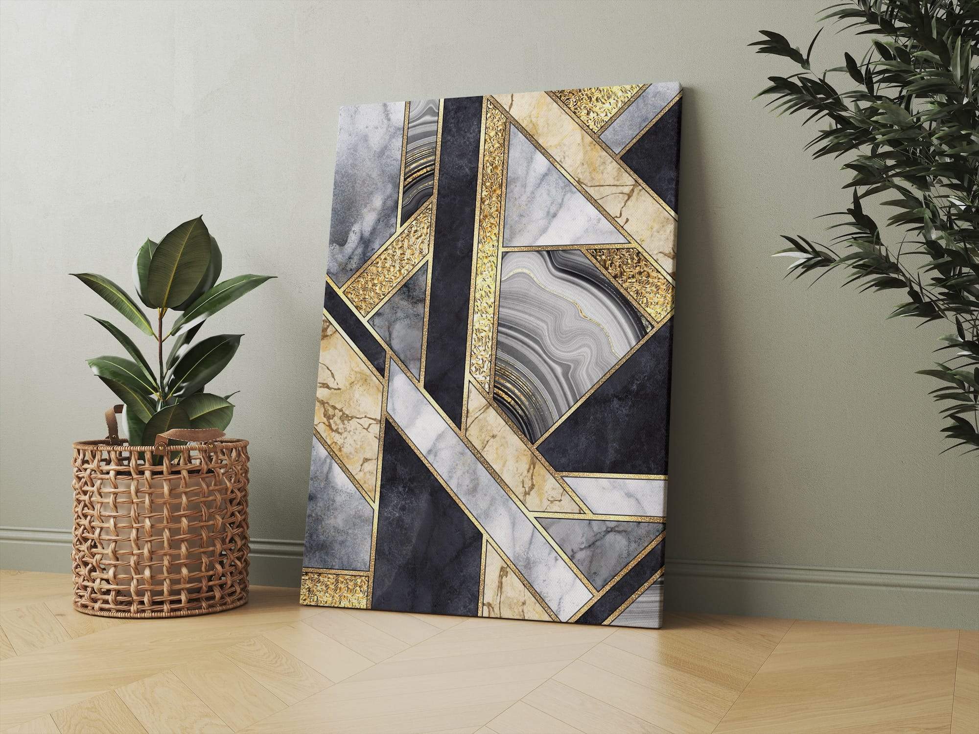 Gilded Marble Geometry Matte Canvas Print