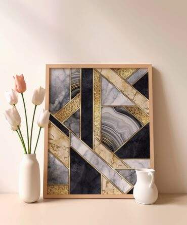 Gilded Marble Geometry Matte Poster Print