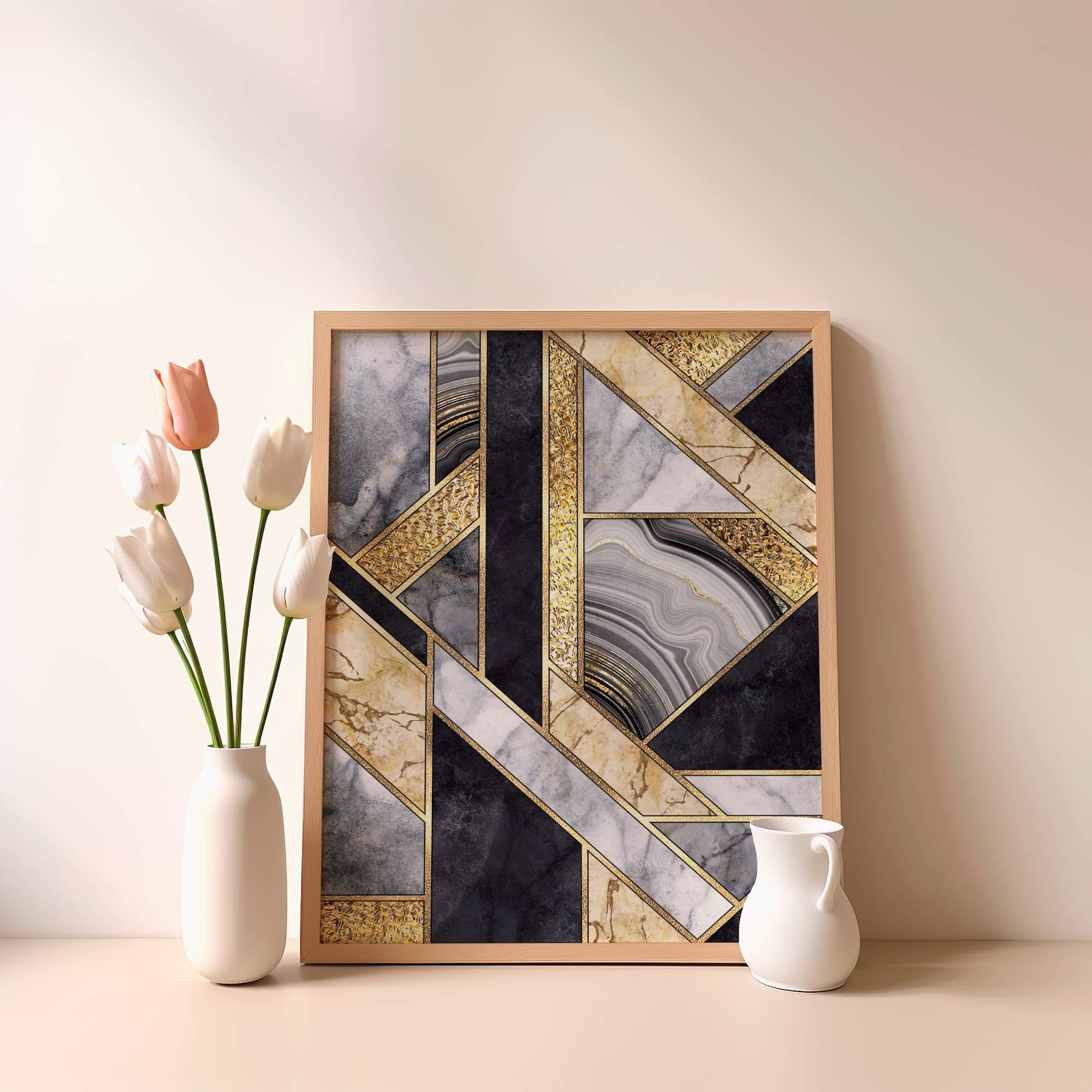 Gilded Marble Geometry Matte Poster Print