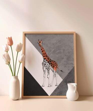 Giraffe Sketch Towering Elegance Matte Poster Print