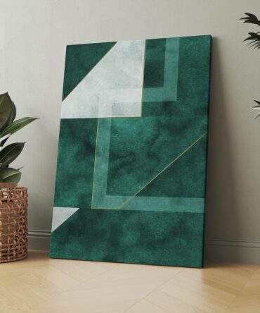 Green Layered Geometry Matte Canvas Print