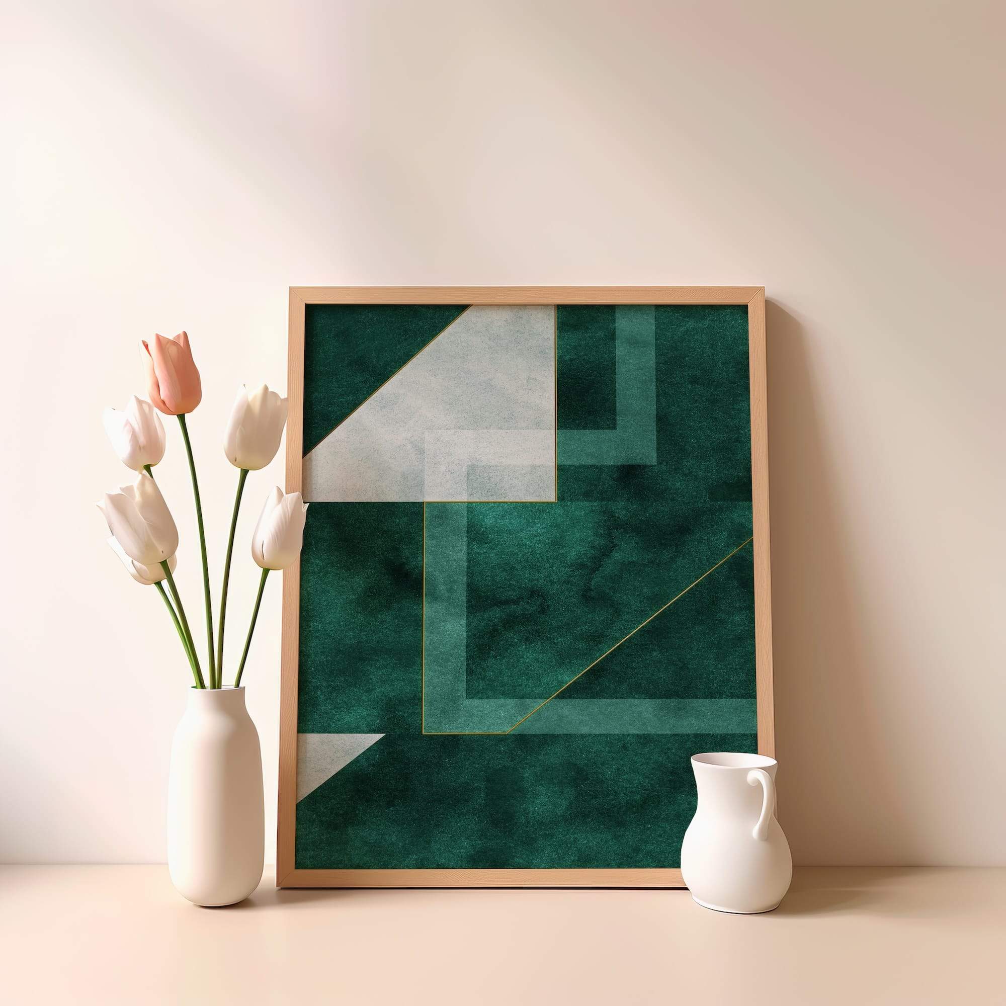 Green Layered Geometry Matte Poster Print