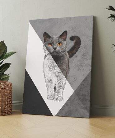 Grey Cat Sketch Stare Matte Canvas Print