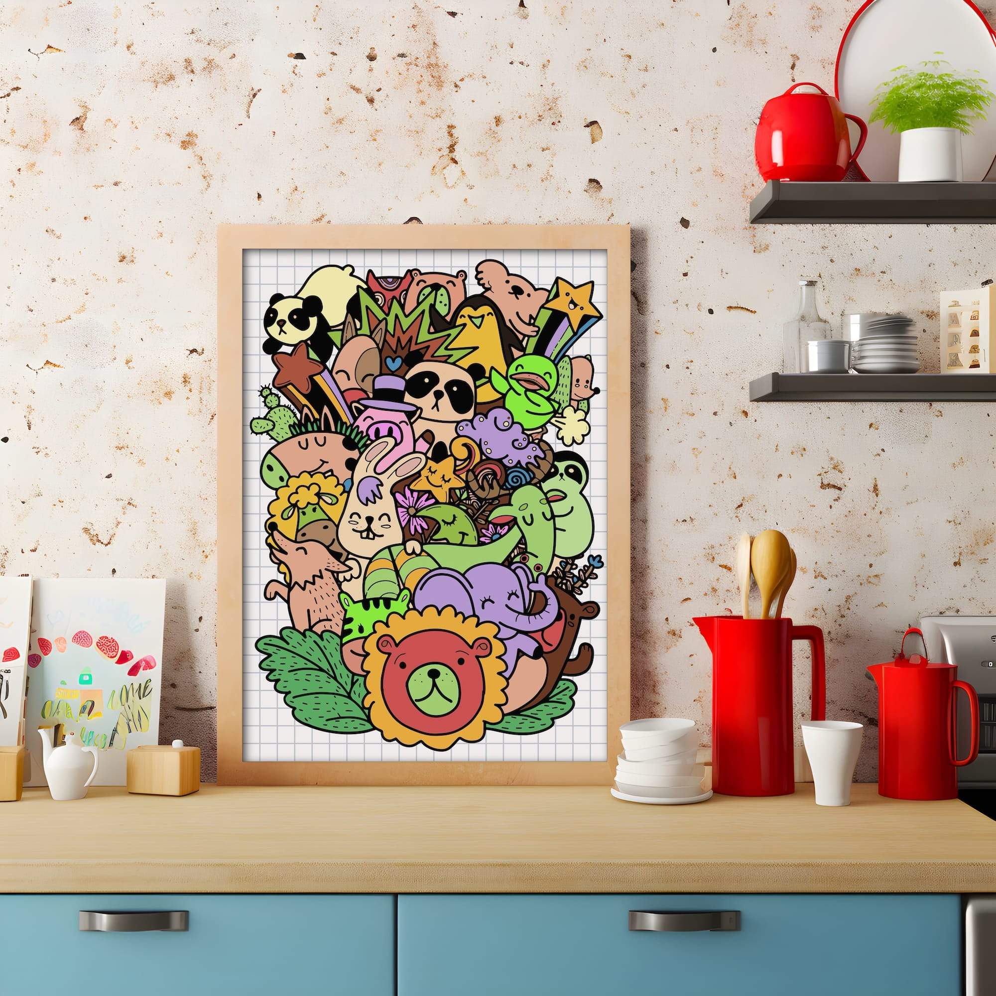 Happy Zoo Pile Matte Canvas Print - Image 3