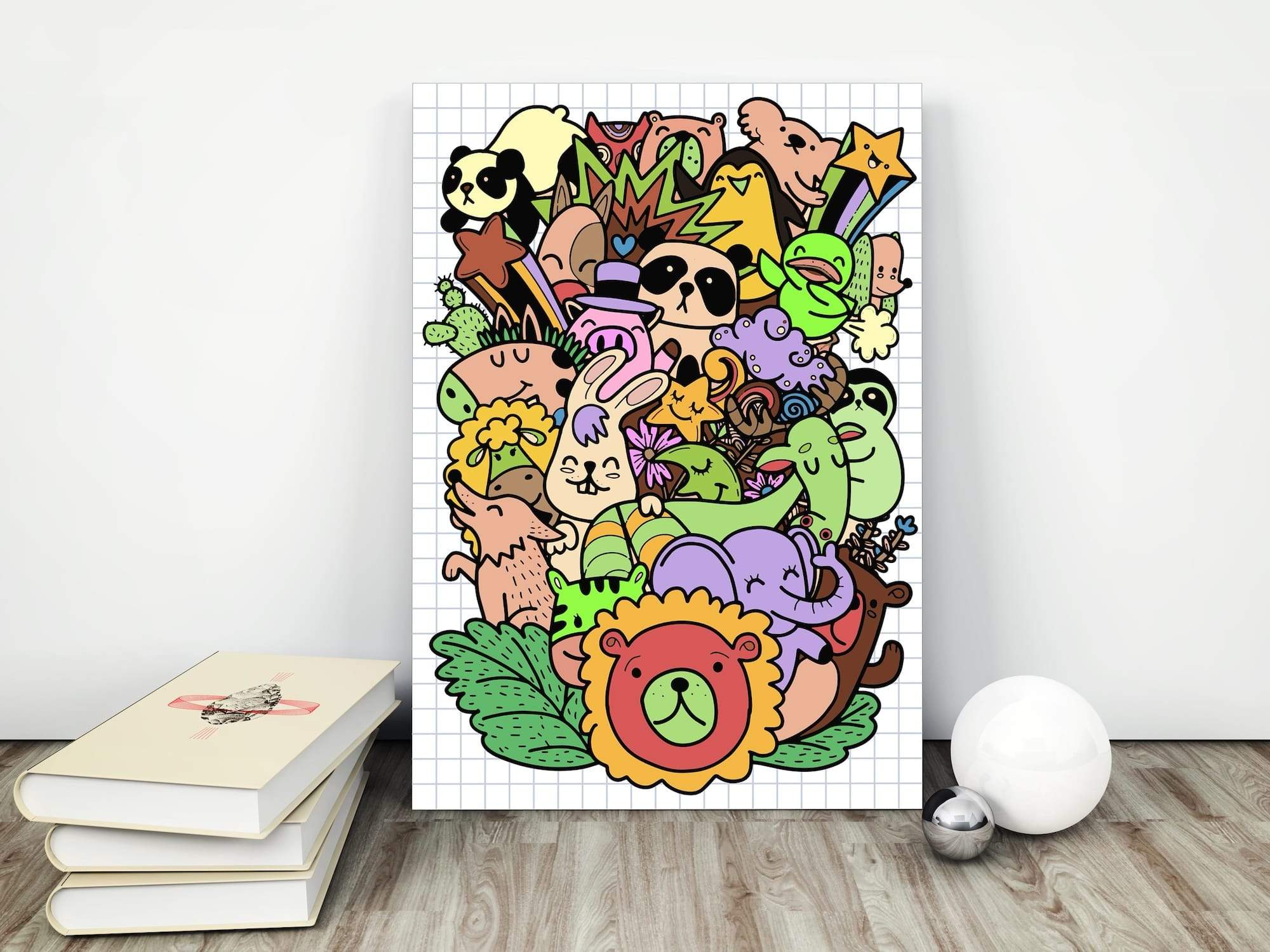 Happy Zoo Pile Matte Canvas Print - Image 4