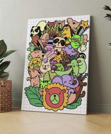 Happy Zoo Pile Matte Canvas Print