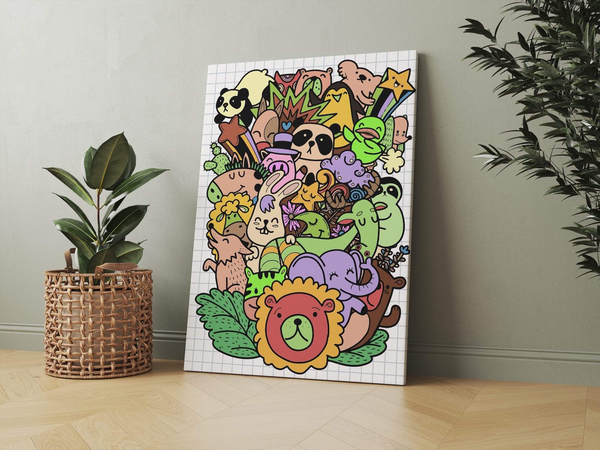 Happy Zoo Pile Matte Canvas Print