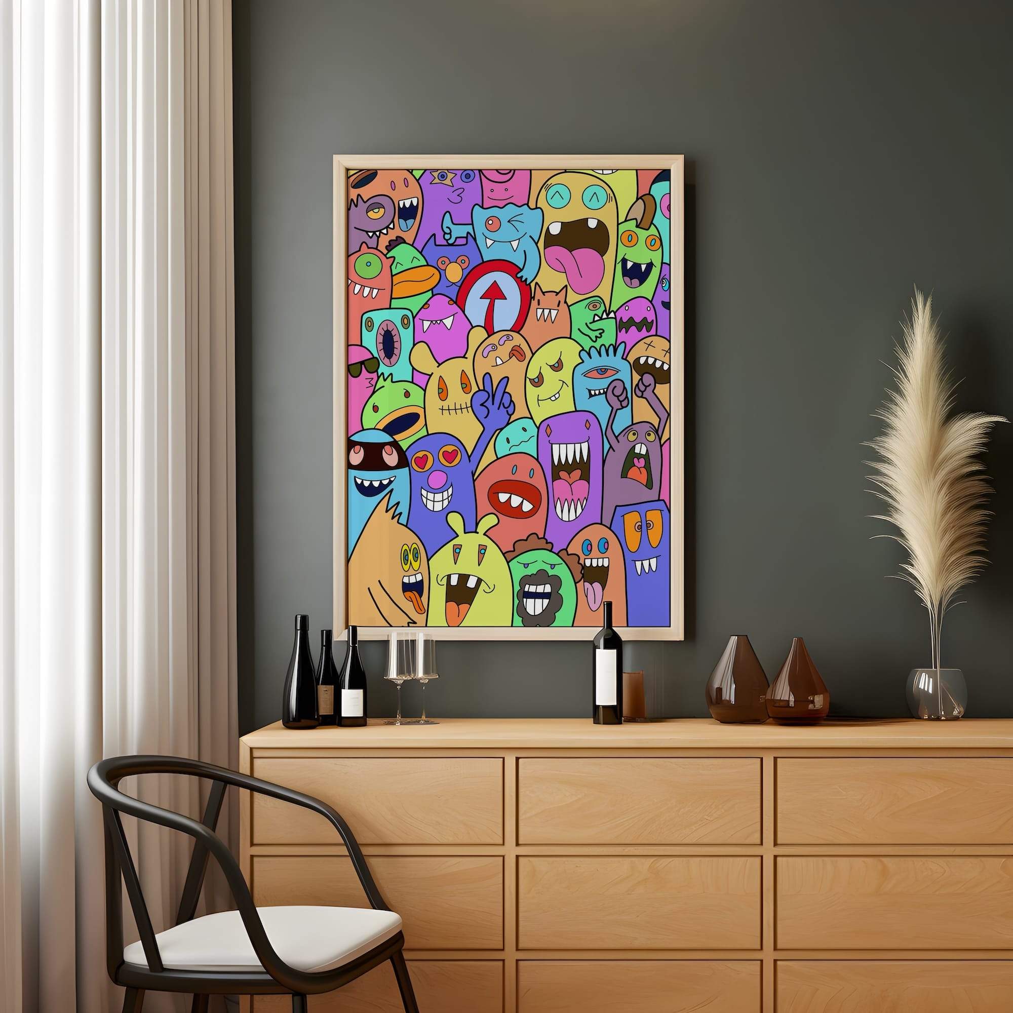 Ice Cream Explosion Snack War Cartoon Food Fight Matte Canvas Print - Image 2